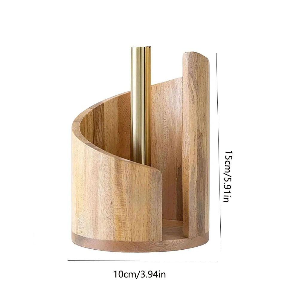 Large Capacity Wooden Paper Towel Holder Countertop Design Freestanding Base Freestanding Paper Roll Holder Ornament Storage