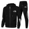 Men's Hooded Zip-Up Sports Set Striped Print Sports & Leisure Two-Piece Set