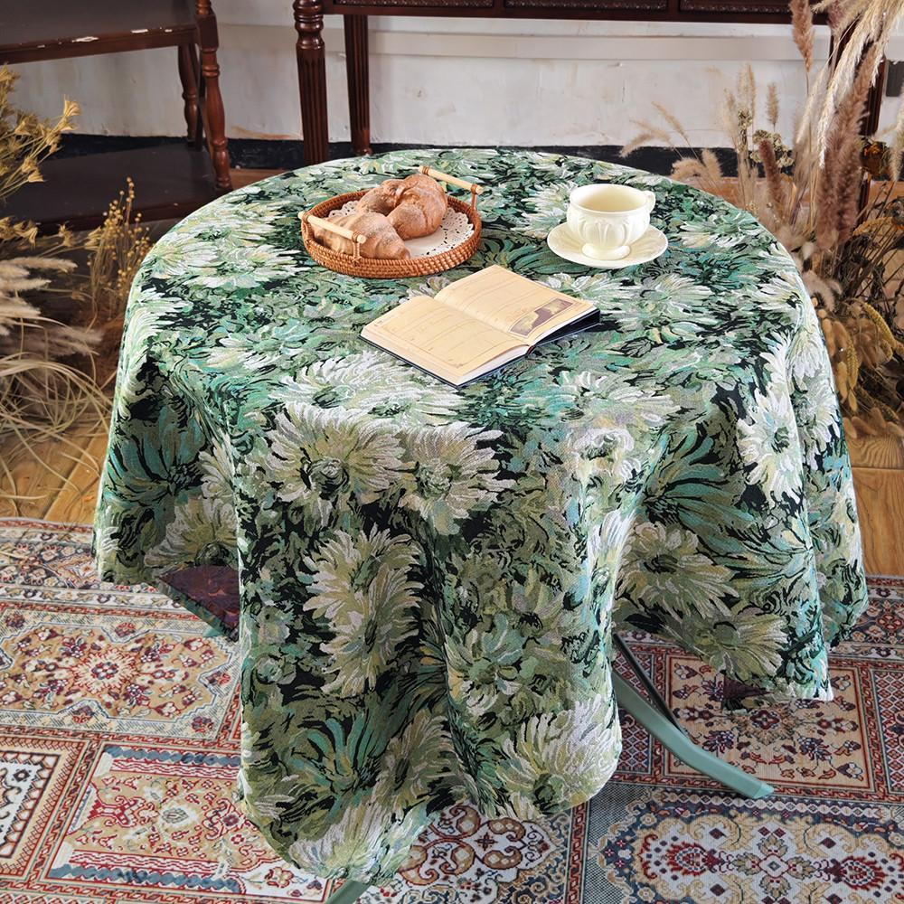 Monet Garden Vintage Oil Painting Jacquard Cotton Linen Tablecloth High-End Tv Cabinet Cover Towel Home Table Mat