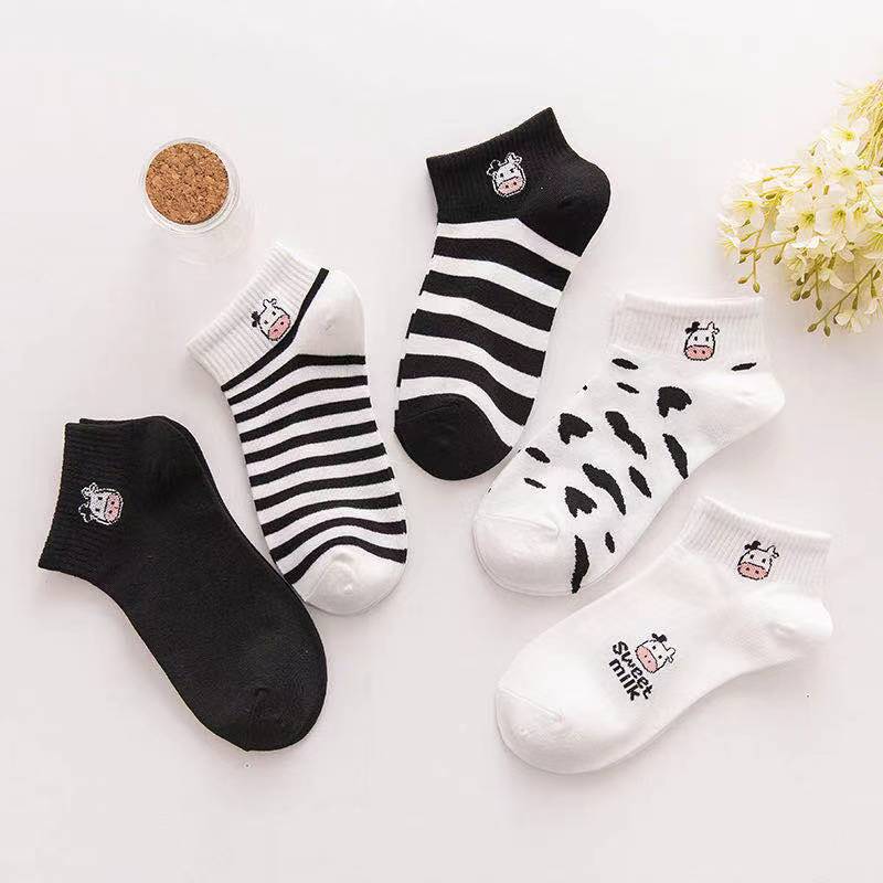 5 Pairs Women's Socks Ladies Short Thin Shallow Mouth Boat Socks Female Cute Pink Low Cut Socks