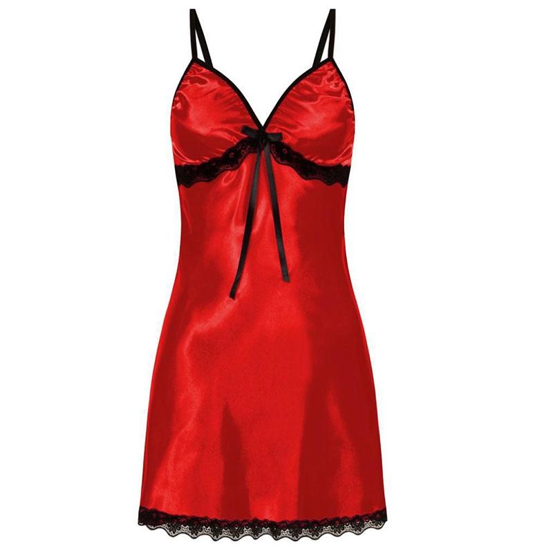 1Pc Nightdress Robe Sleepwear Ladies Pajamas Nightie Strappy Lace Polypropylene Satin Silk