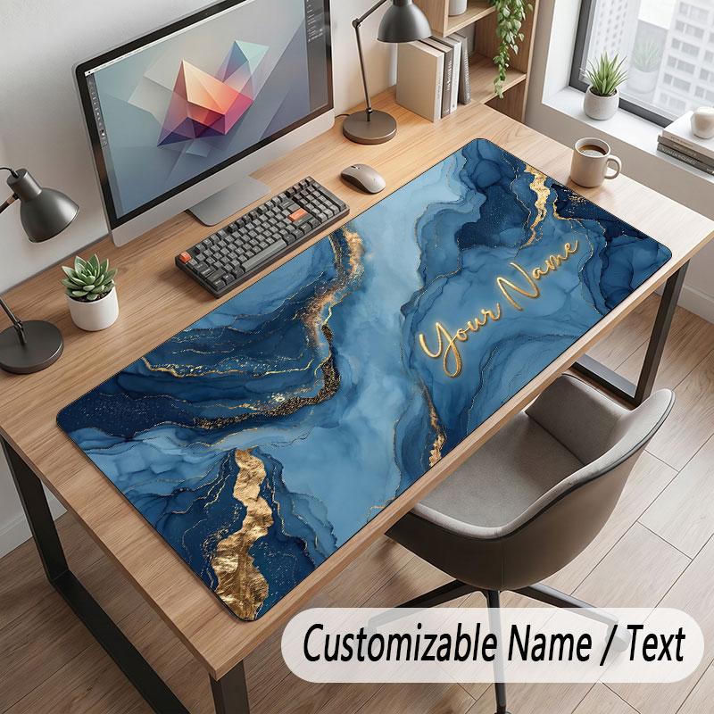 Abstract Geometric Theme Customized Mouse Pad Personalized Print Name Text Desk Mat For Home Office Table Decor