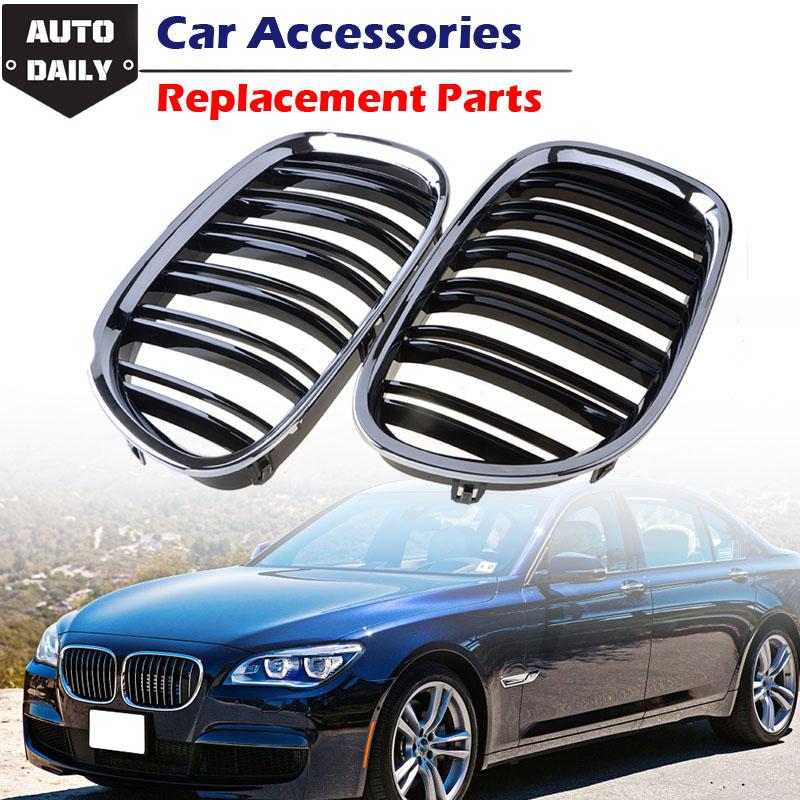 Подходит для BMW 7 серии F01 F02 730D 740D 750D 2009-17, передний бампер автомобиля, впускная решетка, двойная планка, передняя решетка для почек, украшение