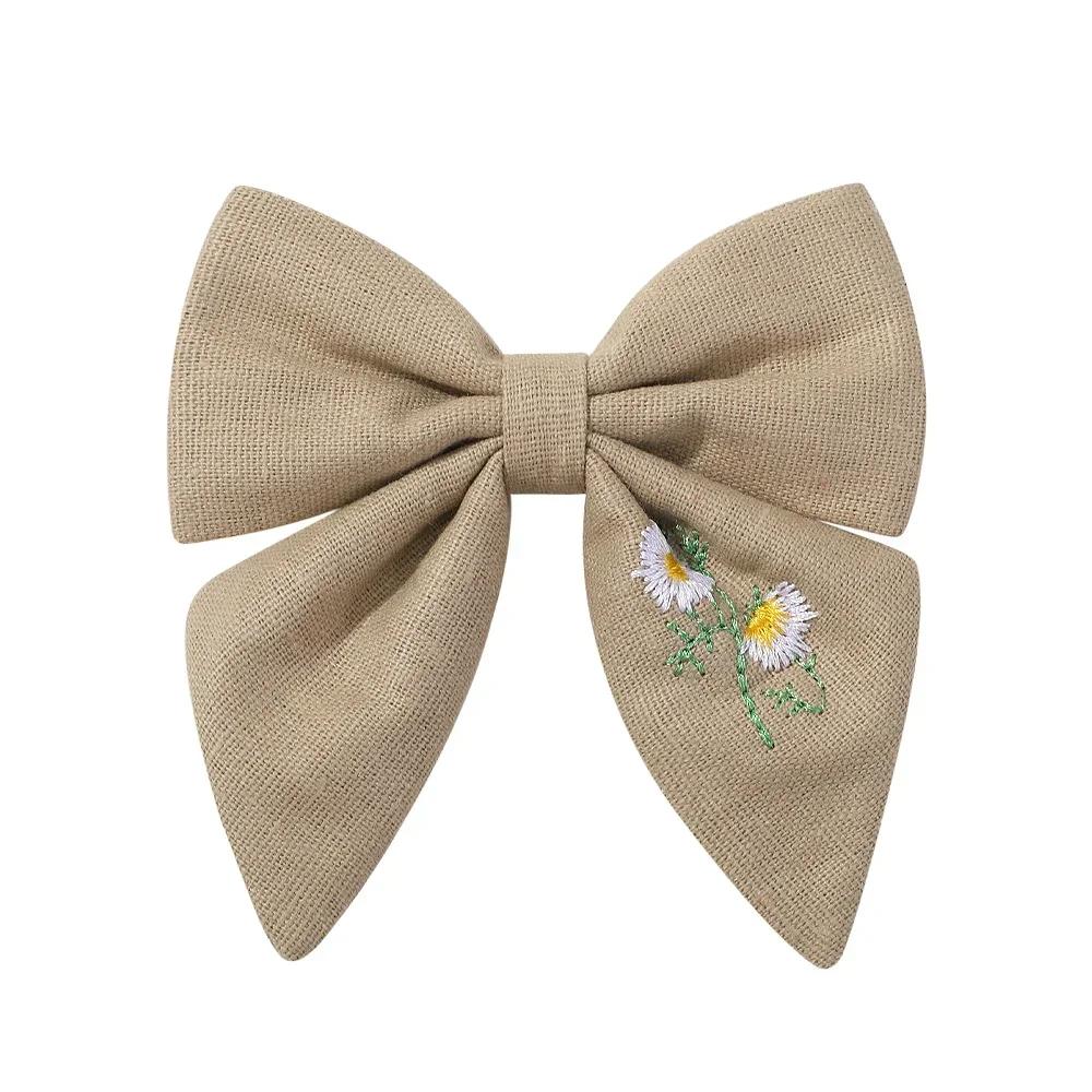 Elegant Floral Cotton Kids Bows Spring Butterfly Hair Clip Print Barrette For Women Girls Sweet Hairpin Accessories