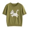 Chuyu 2025 Women's Pet Dog Jacquard Knit Short Sleeve Top