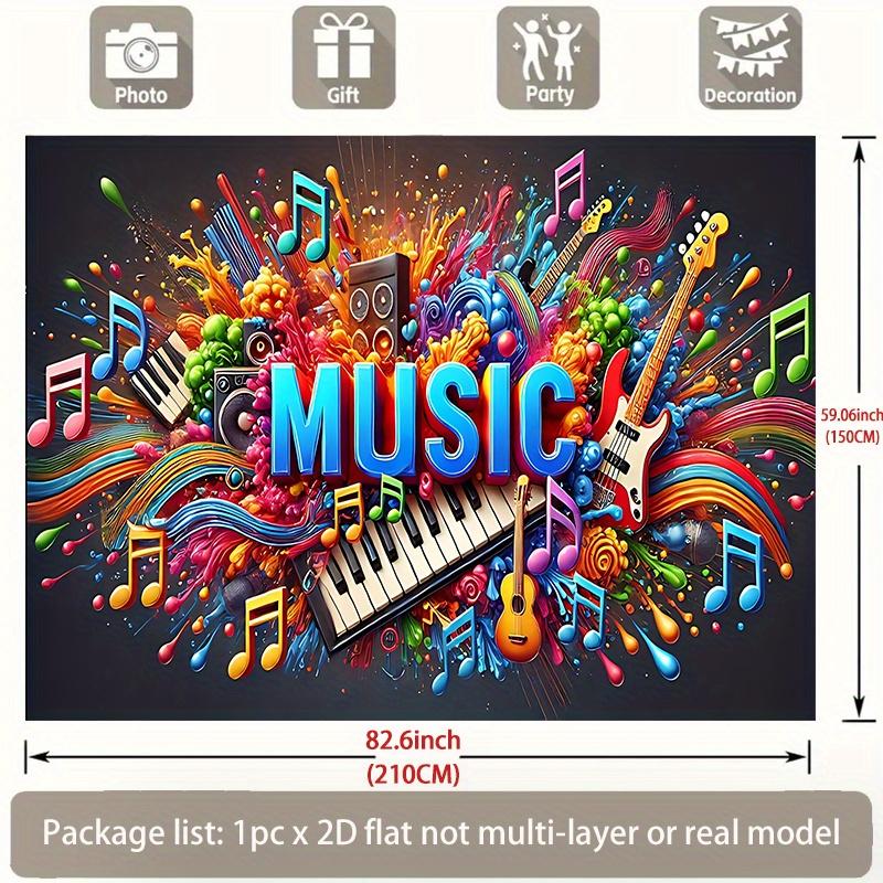1pc Music Theme Banner Music Notes Pattern - Polyester Wall Decor For Party Autumn Colorful Backdrop