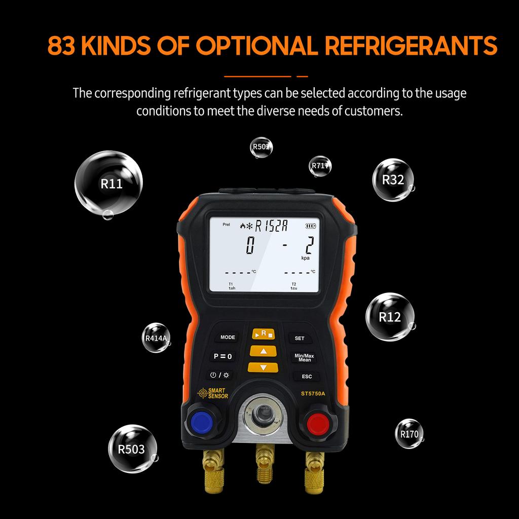 SMART SENSOR ST5750A Электронный манометр холодильной системы Цифровой манометр давления в коллекторе
