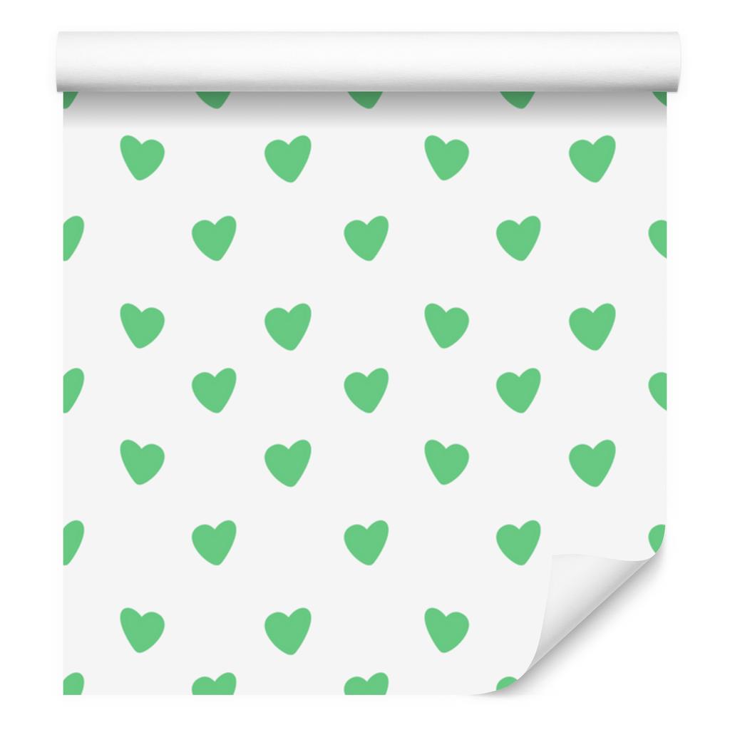 Heart Wallpaper White, Mint and Green 50x1000