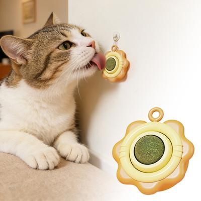 Мячик с кошачьей мятой Игрушка для кошек Вращающийся мячик для вылизывания кошек Безопасная жевательная игрушка для кошек с клеем для котят в период прорезывания зубов Настенная игрушка с кошачьей мятой