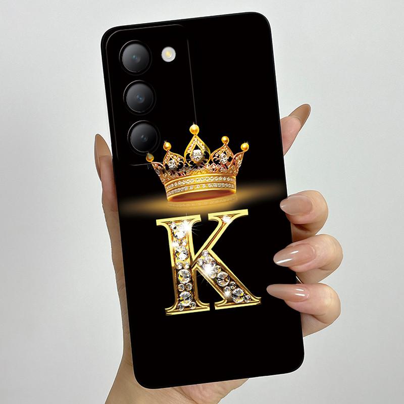 Для Vivo V30 Lite 4G Чехол Корона Буква Мягкий Силиконовый Чехол для Телефона Для Vivo V30 SE V40 SE Чехол на Vivo Y100 T3 5G Ударопрочный Funda