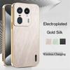 For Motorola Edge 50 40 Neo Gold Silk Texture Leather Phone Electroplated Case For Moto G85 G75 G55 G35 E14 E13 6D Plating Cover