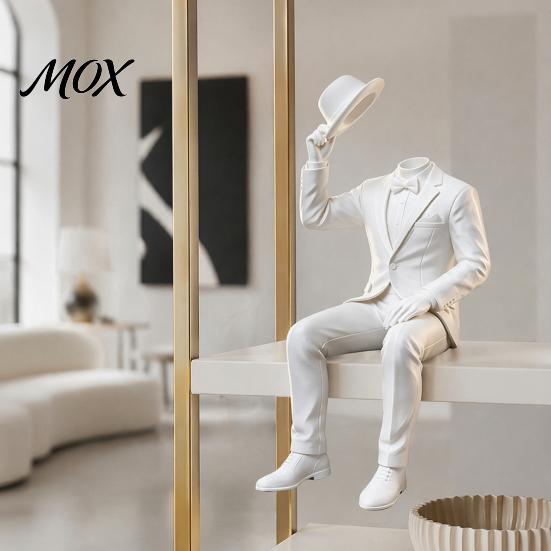 Sophisticated Room Accessories 3D Printed Sitting Gentleman Ornament, Minimalist Abstract Faceless Figurine, Figurine Aesthetic Art Sculpture for Home