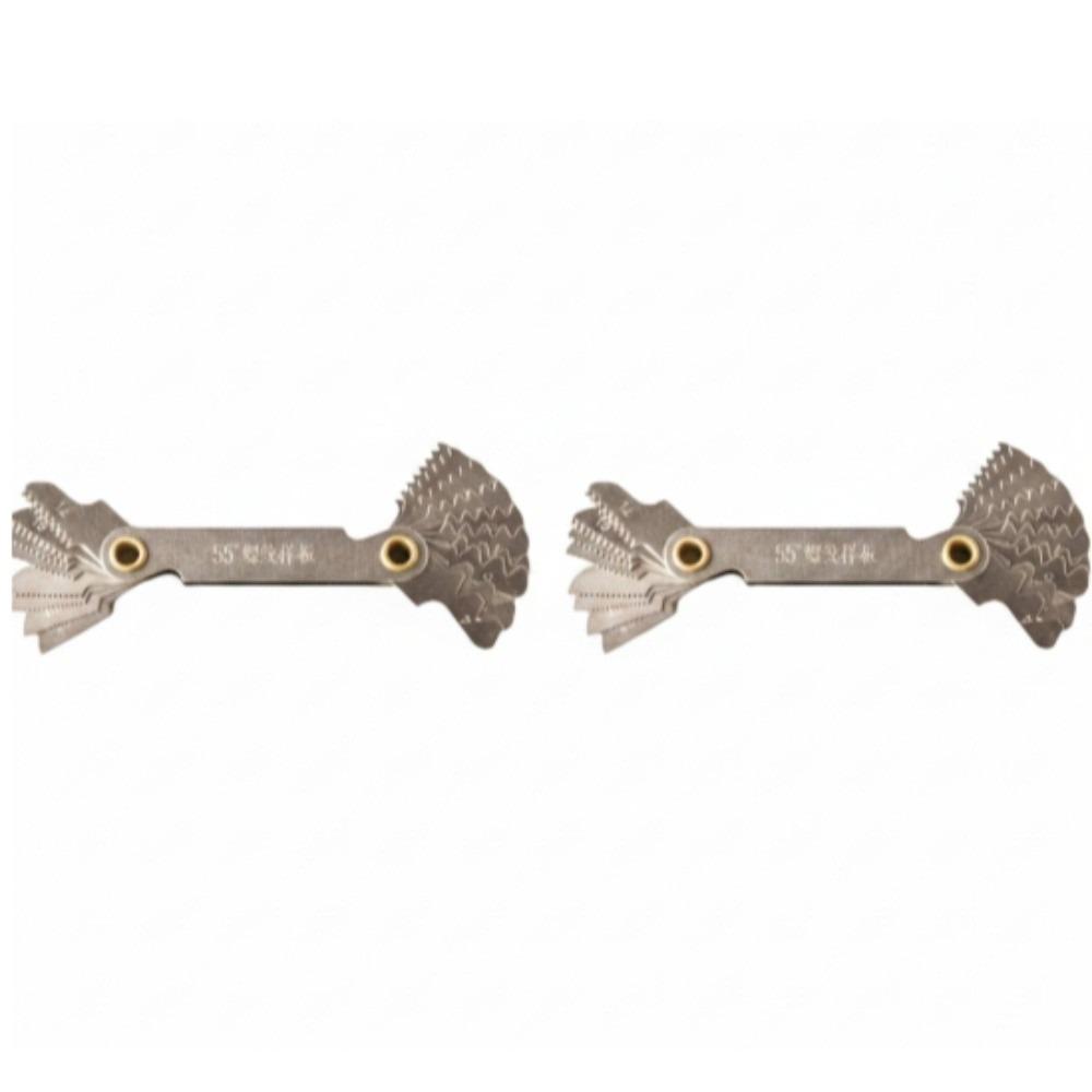 2pcs 55 Degree Screw Pitch Gauge 0.5-7.0mm Range Stainless Steel Gauge For Screw Cutting
