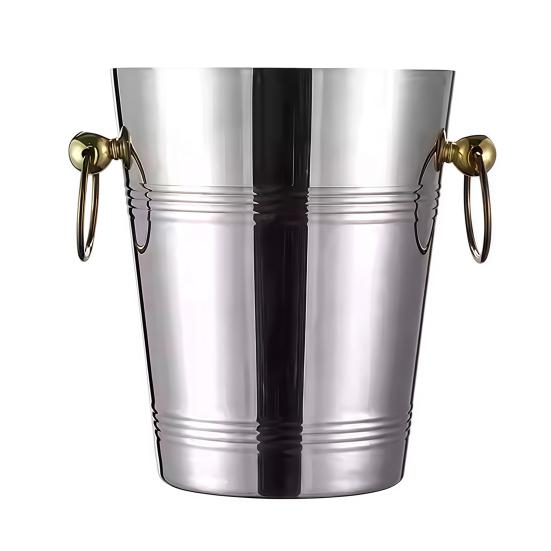 Stainless Steel Ice Bucket for Wine Champagne 2/5L Heavy-Duty Insulated Wine Cooler for Bars Hotels Parties Rust-Proof Thickened Barrel
