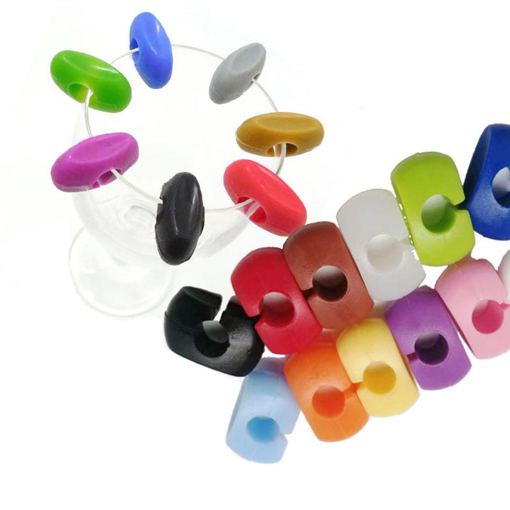 Набор многоразовых силиконовых маркеров для бокалов для вина и коктейлей ярких цветов, подходит для вечеринок и мероприятий