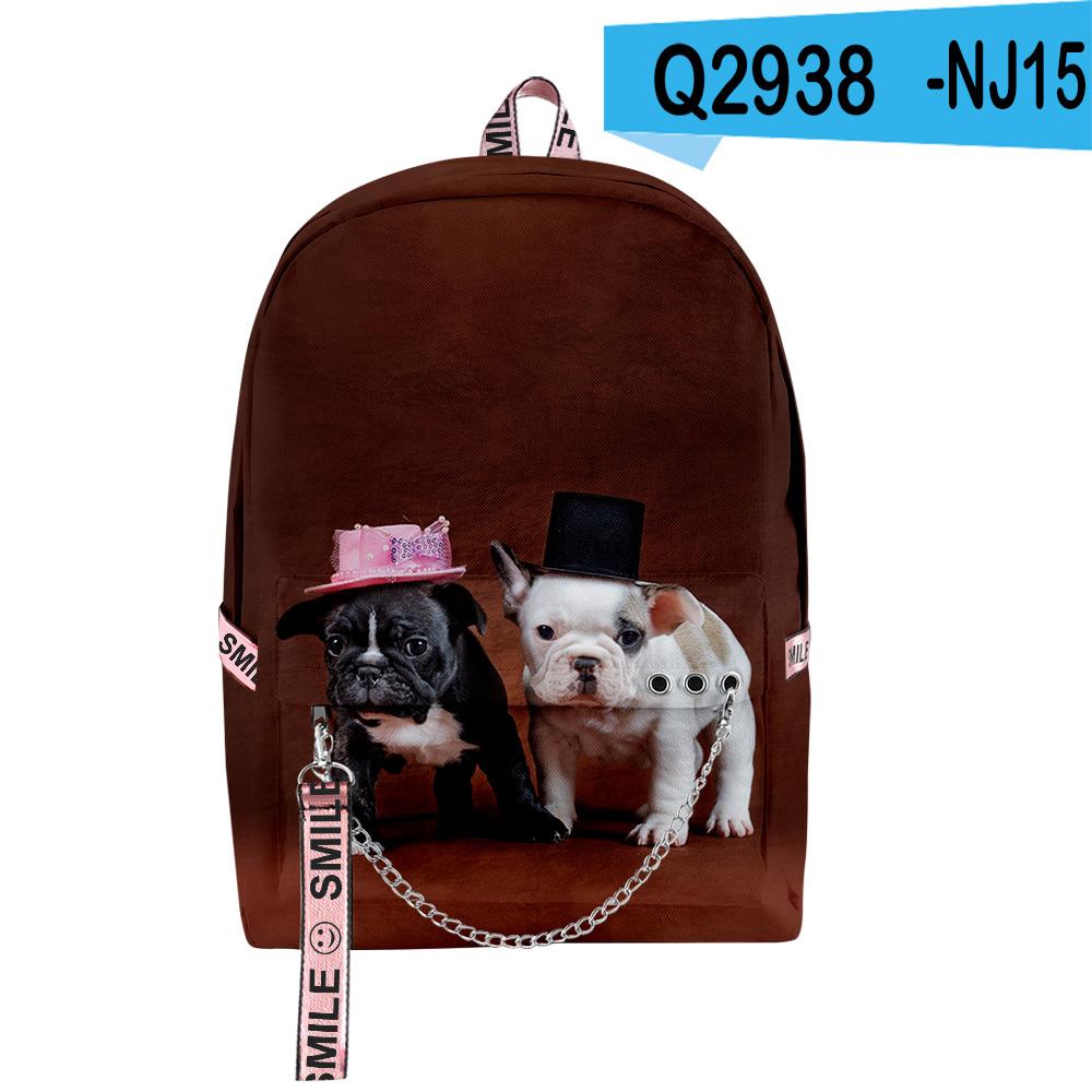 Классические Новые Милые Французские Бульдоги Школьные Сумки Унисекс 3D Печать Оксфорд Водонепроницаемый Блокнот Многофункциональные Дорожные Рюкзаки