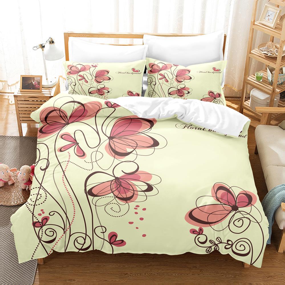 3D Single/Double Bed Flower Fairy Bedding Set Girl Room Duvet Cover 2/3pcs AU140 * 210 Full Size Children's Room Soft Home Textile