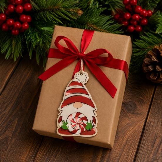 Декоративные деревянные подвески для гирлянд 12/24/36 шт. Набор рождественских украшений, Красно-зеленые полосатые леденцы-трости, Украшения для елки, камина, дома на праздник,