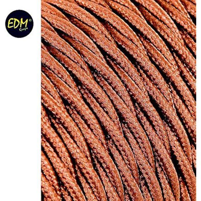 Câbles électriques - EDM - Marron - Utilisation intérieure - Vendu à l'unité - Tressé décoré