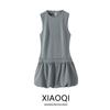 Fashion Style 2024 Fall and Winter New Women's Clothing Easiest for Match Wide Swing Round Neck Sleeveless Short Version Dress 9122554