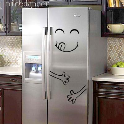 Наклейка на холодильник Happy Delicious Face, кухонный холодильник, настенный холодильник, виниловые наклейки, художественный декор стены