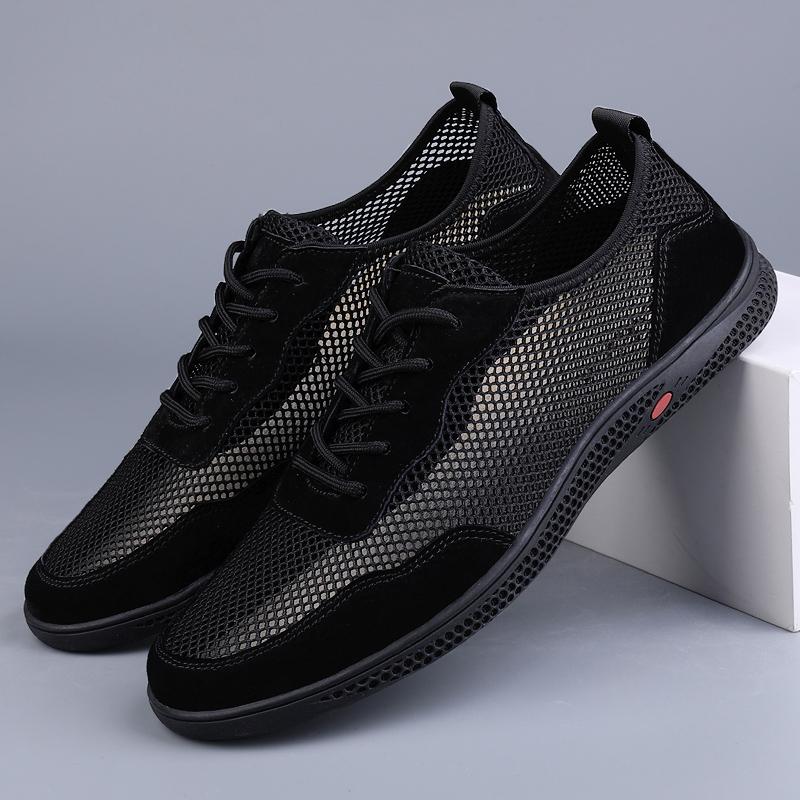 Летняя мужская сетчатая спортивная обувь, модные альпинистские туфли на плоской подошве, дышащие легкие прогулочные туфли, нескользящие повседневные туфли для активного отдыха