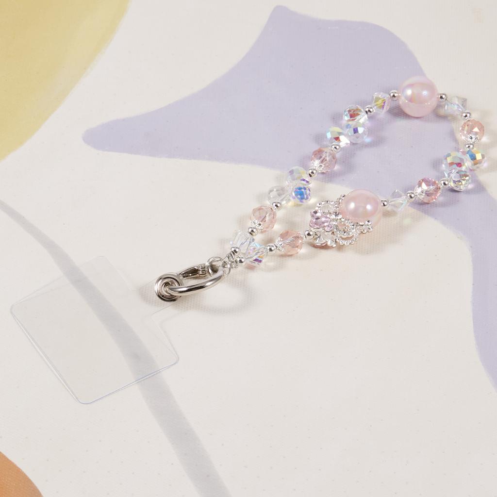 Cell Phone Charm Lanyard 26cm Crown Beads Phone Case Wrist Strap for Women Girls