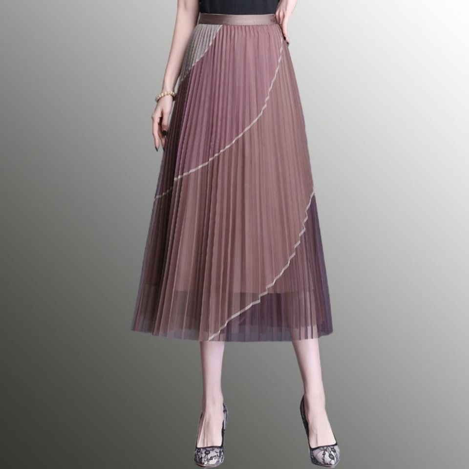 Элегантная женская тюлевая юбка, корейская модная сетчатая белая трапециевидная женская плиссированная юбка, летняя высокая талия