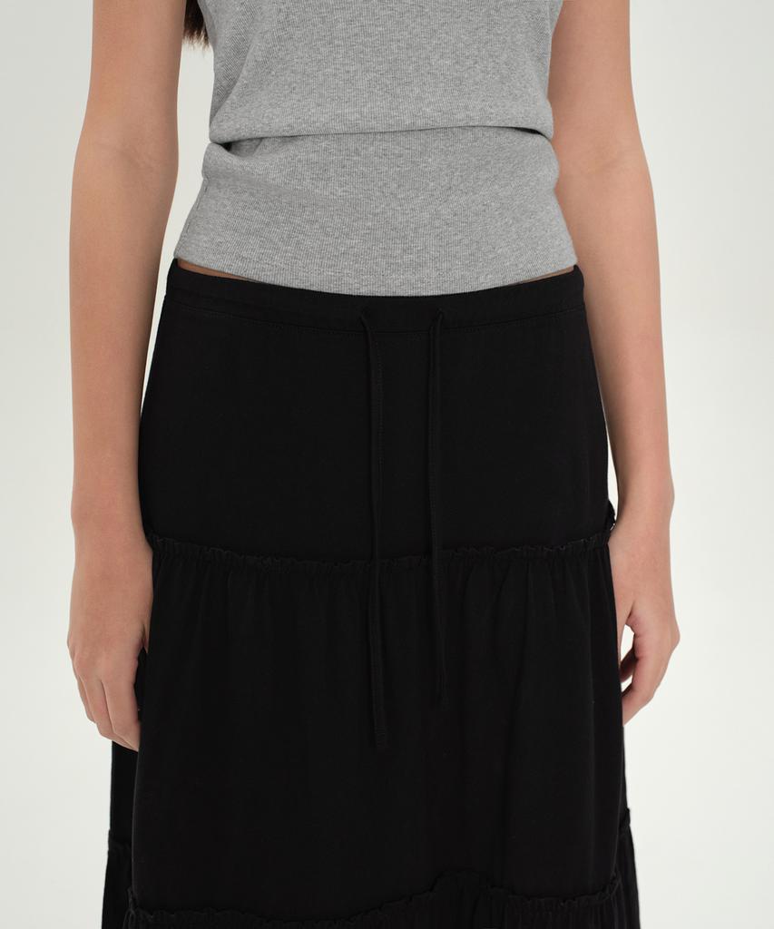 Musinsa Standard Woman Women'S Jersey Tiered Long Skirt [Black]