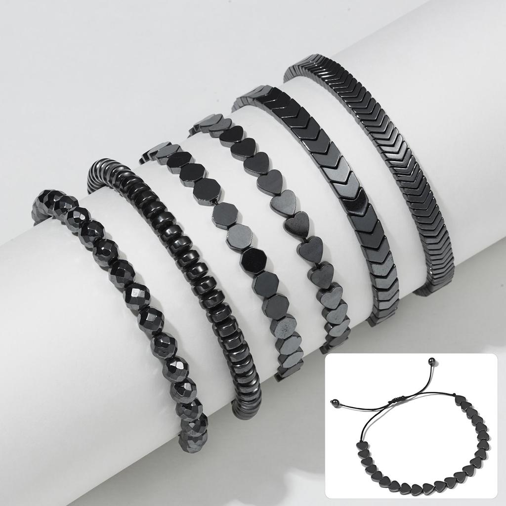 Мужской ювелирный браслет унисекс, женский регулируемый черный гематитовый камень, гематитовый браслет из бисера