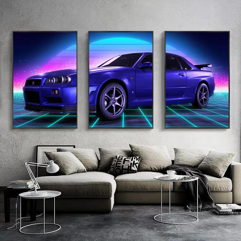 Несколько штук Synthwave Countach Retrowave автомобильные постеры, холст, картина, настенная картина для гостиной, украшения дома