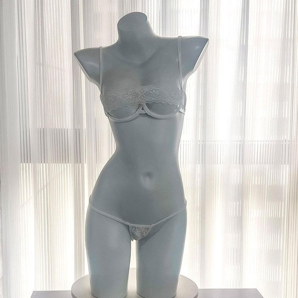 Открытая чашка женский бюстгальтер комплект сексуальный пижамы однотонное нижнее белье женское