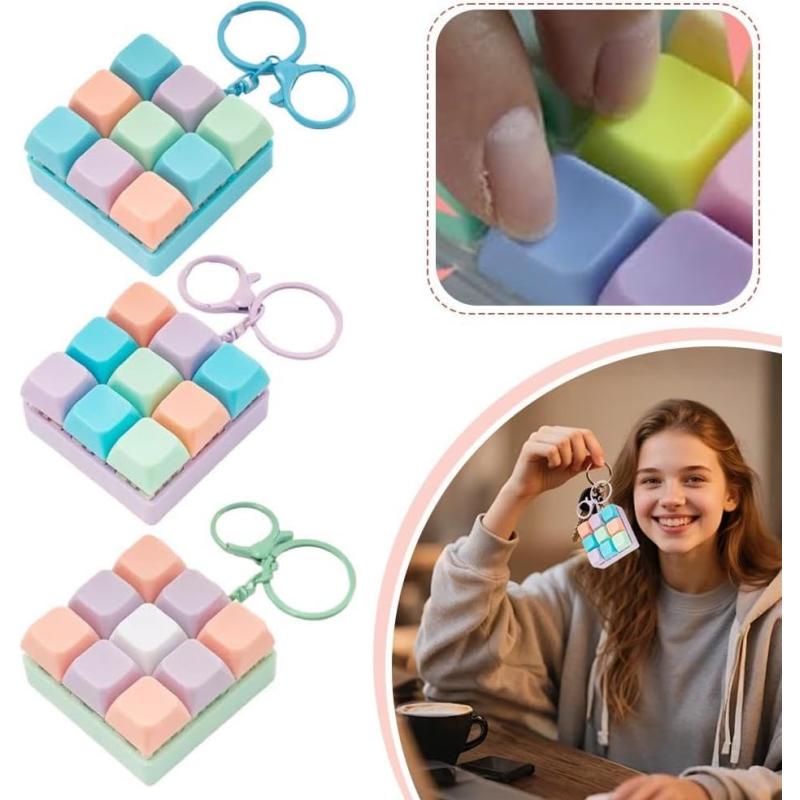 Разноцветная брелок-игрушка-антистресс Клавиатура 9-в-1 Кнопка декомпрессии Клавиатура Игрушки-кликкеры для пальцев Снятие стресса Подарки-фиджеты