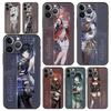 Роскошный чехол для телефона Genshin Impact Game Role для iPhone 13 15 14 12 11 Pro MAX XR X SE XS 7 8 Plus, мягкий черный защитный чехол
