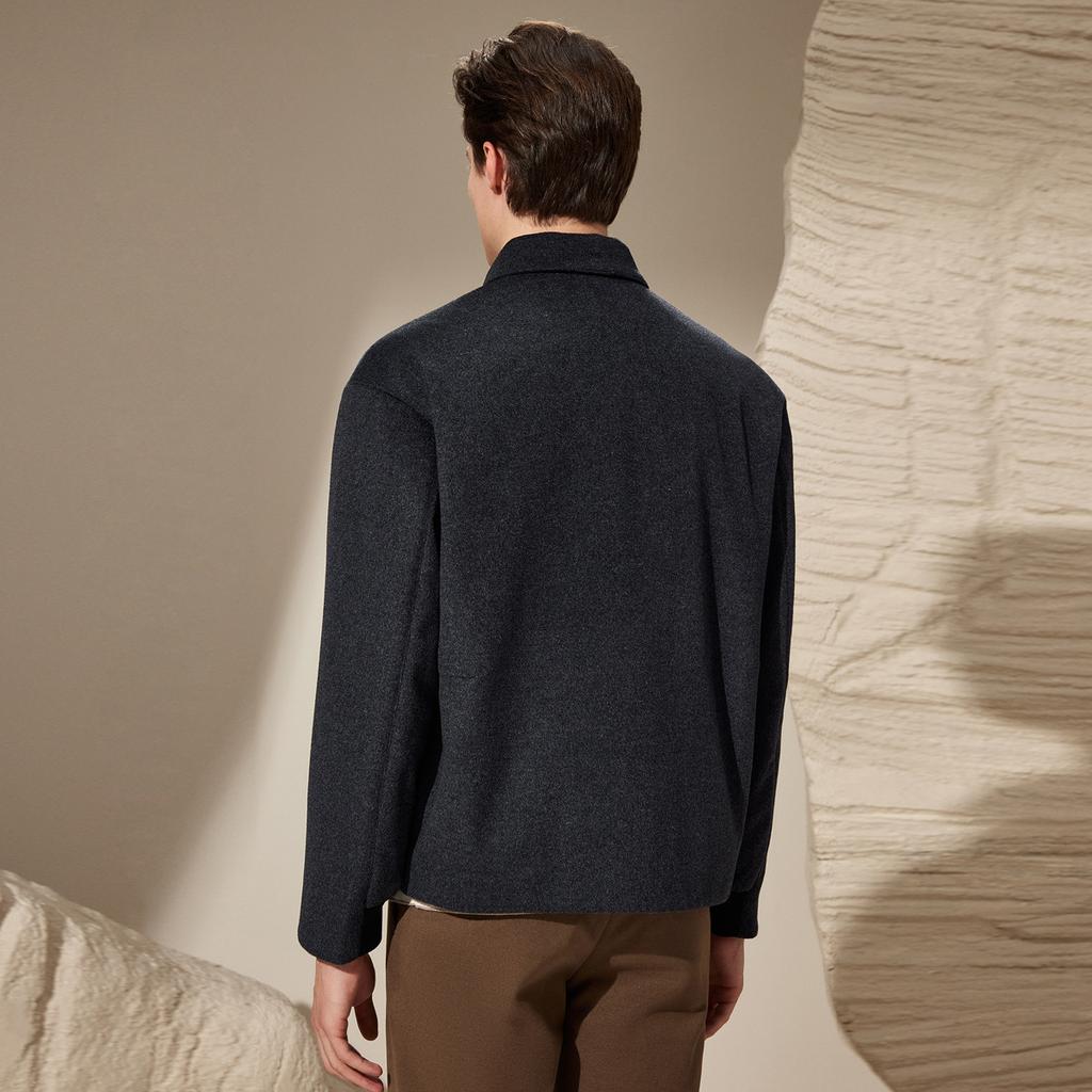 [Fashionable Light Luxury Delicate Australian Wool] Autumn and Winter Simple Micro Wide Woolen Jacket Men's Versatile Knitted Wool Jacket