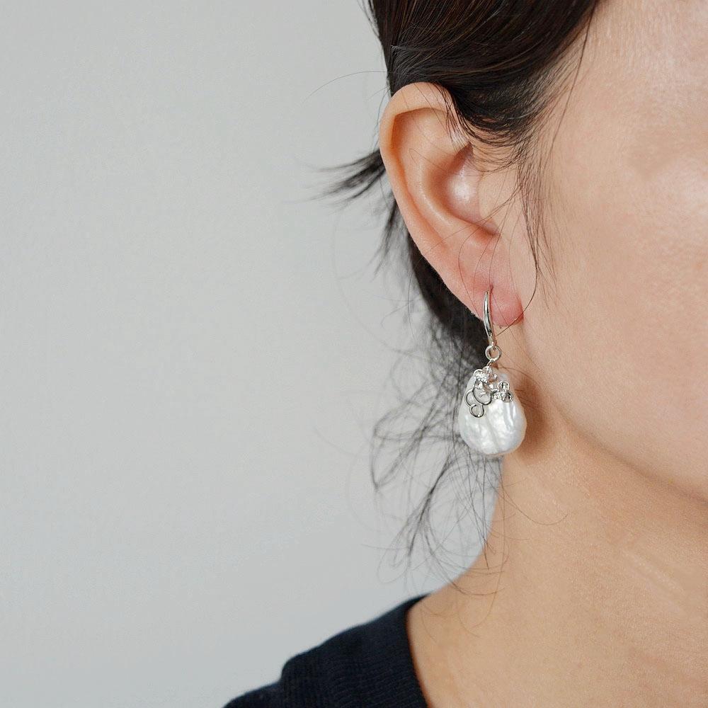 Baroque Earrings Natural White Pearl Sterling Silver Earrings Large Pearl Pendant Earrings Simple Ladies Earrings Free Shipping