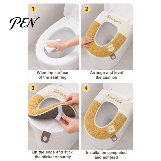 Cozy Toilet Seat Pad Soft Plush Cover, Cartoon Warmer with Zipper Closure, Thickened Non Slip Lid Cover Cushion for Winter, Washable Bathroom Commode