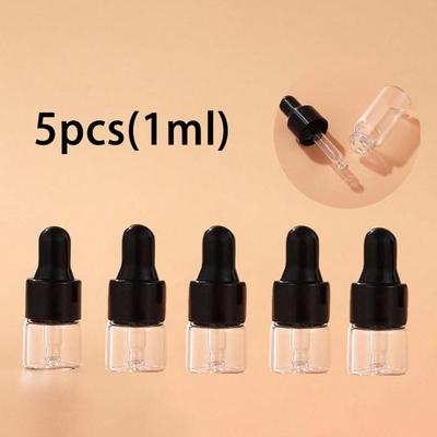 1 мл Пустая бутылка для образцов эфирного масла со стеклянной пипеткой-капельницей, используется для капельницы для глаз эфирного