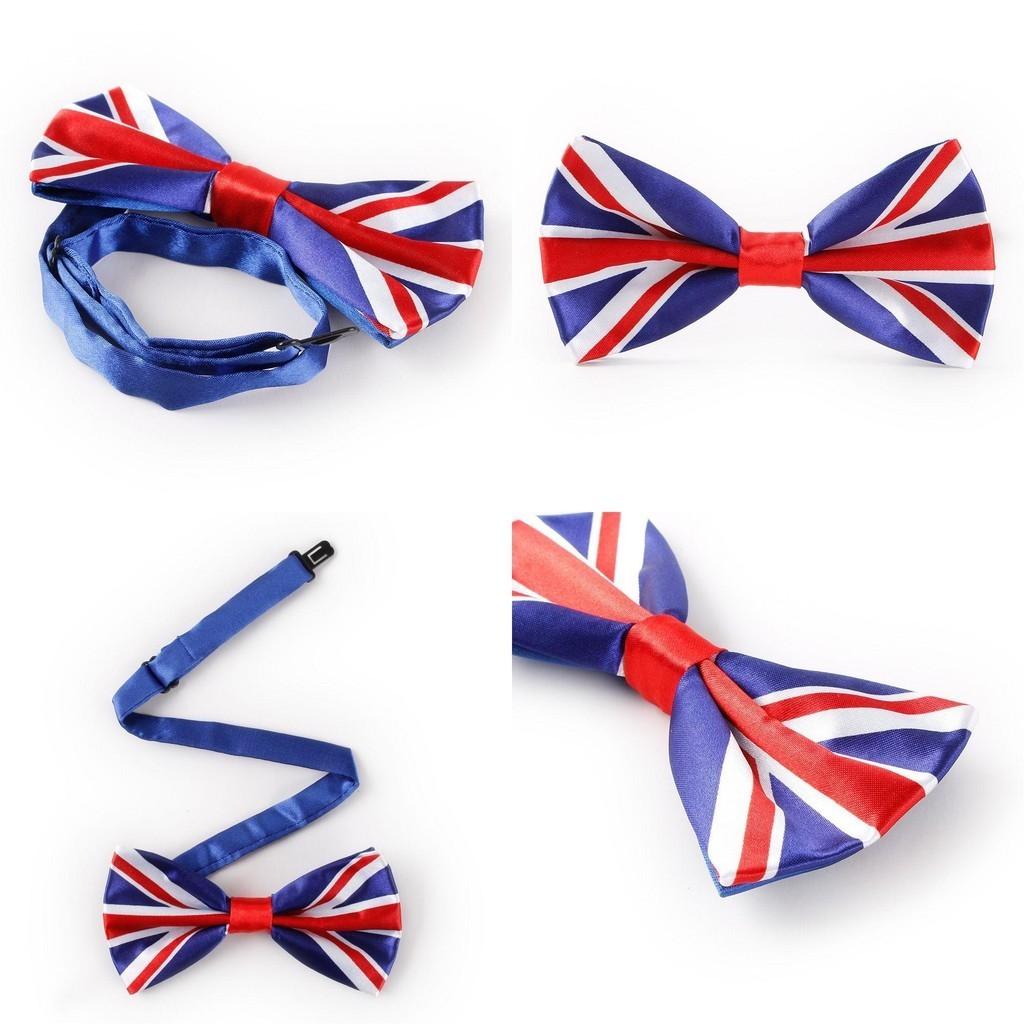 Стильный шелковый галстук-бабочка с флагом Великобритании и США для маскарадных костюмов
