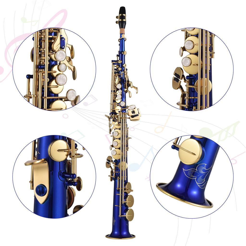 Btuty Brass Straight Soprano Sax Saxphone Bb B Flat Деревянный духовой инструмент для студентов начинающих профессионалов
