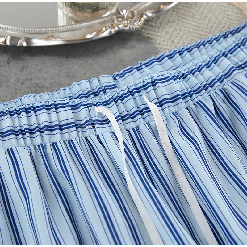 Повседневный комплект женской рубашки с полосатым лацканом, сексуальные брюки-трубы со шнуровкой и высокой талией, весенний модный элегантный женский костюм-майка в стиле пэчворк 2025 года