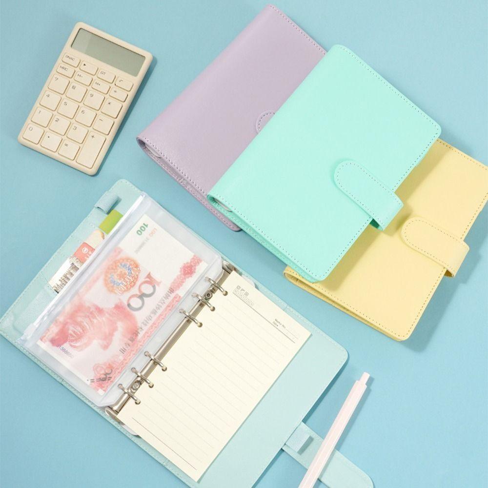 Pu Leather Saving Money Binder Macarone Color Budget Binder Loose-Leaf Notebook Savings Handbook