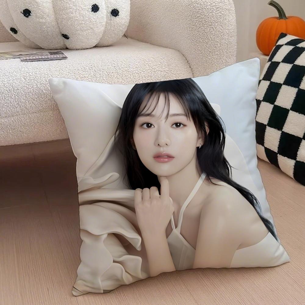 Talented Korean Beautiful Actress KKim Ji Won Cushion Cover Throw Pillow Cover Hidden Button Durable Polyester Chair Cushion