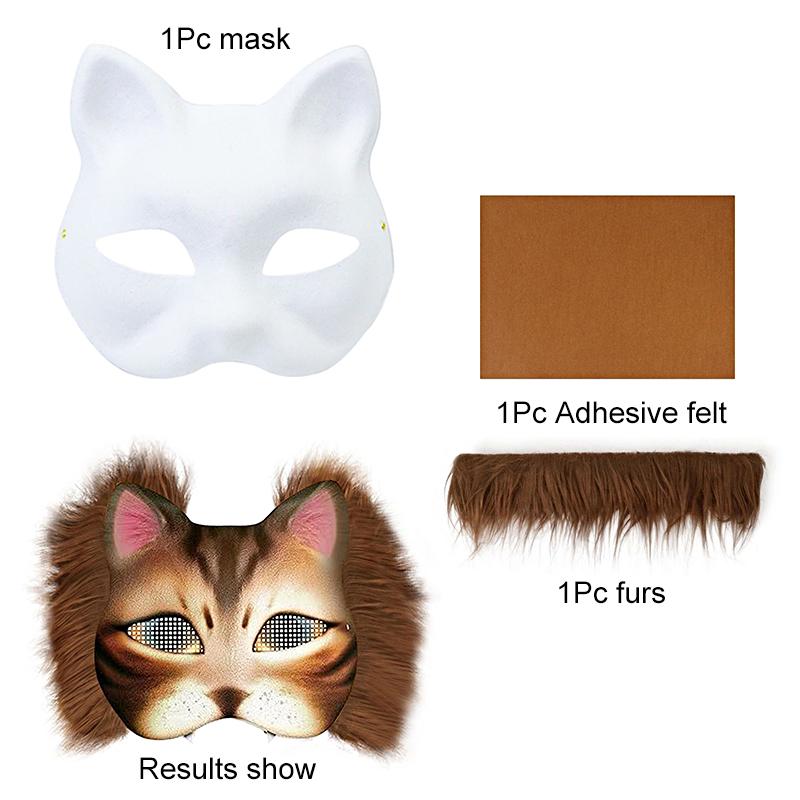 1 комплект/3 шт. Инструменты для изготовления масок Маска лисы кошки Полуфабрикат маски Косплей Граффити Маска на поллица Животное Маска на поллица 7 цветов