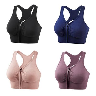 Женский плюс сайз ударопрочный собранный бюстгальтер для бега, йоги, фитнеса, спортивный бюстгальтер на молнии спереди