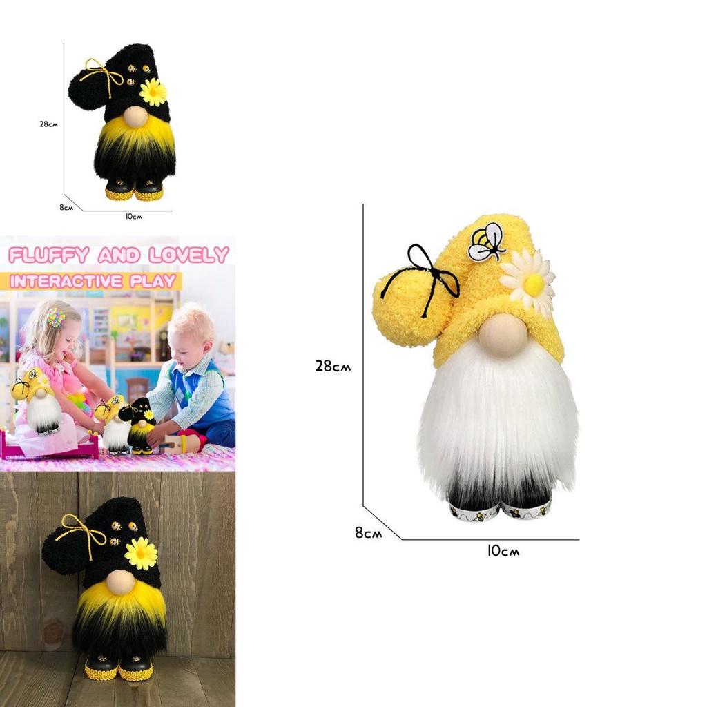 Bumble Bee Nordic Gnome Gonk Tomte Sunflower Plush Doll Ornament Decor Adorable Size With Black Yellow Colors
