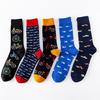 Trendy Colorful Men's Cotton Socks: Medium and High Tube, Large Size Casual Design