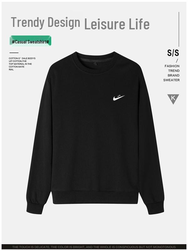 Мужская толстовка-пуловер с длинным рукавом, круглым вырезом, из махровой ткани, весна-осень 2024