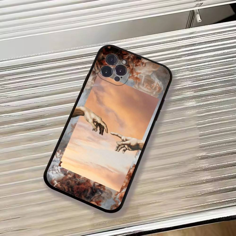 R-Искусство эпохи Возрождения Картина Чехол для телефона Для iPhone 17,16,15,14,13,12,11 Plus,Pro Max,XS,Мягкий черный чехол