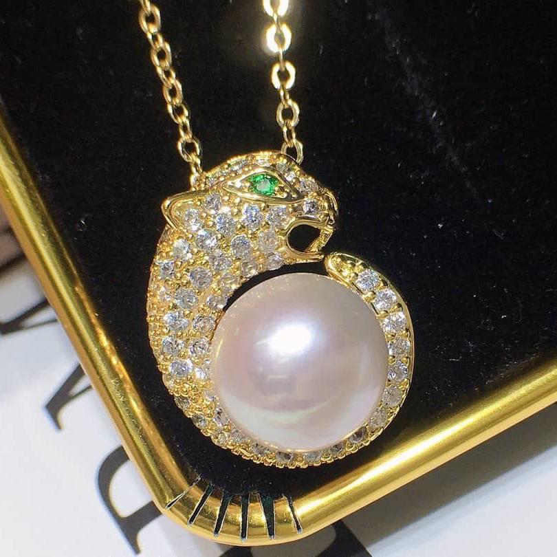 14k Gold Leopard Pearl Diamond Jewelry Set 925 Sterling Silver Wedding Rings Earrings Necklace For Women Men Engagement Jewelry